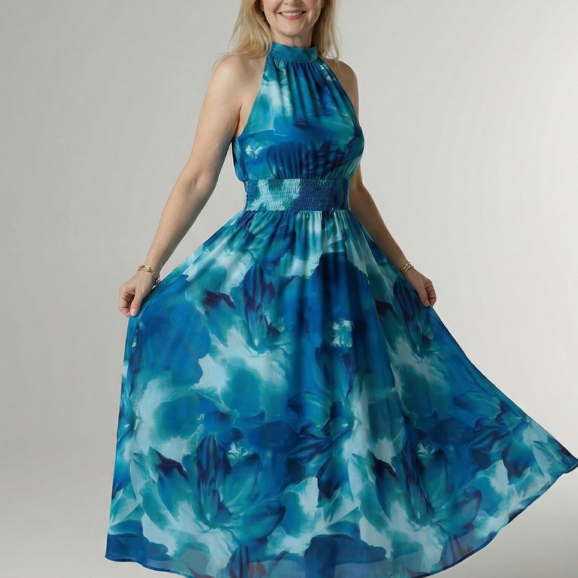Sylin | Gathered Halter Midi Dress