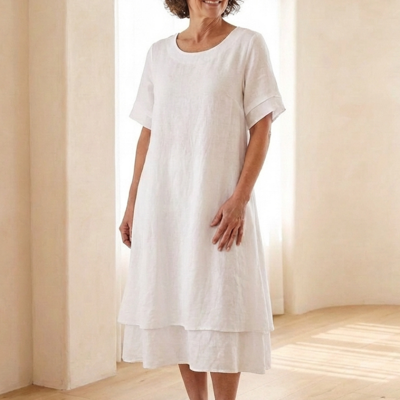 Cressida | Layered Short Sleeve Midi Dress