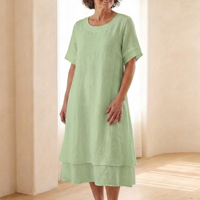Cressida | Layered Short Sleeve Midi Dress