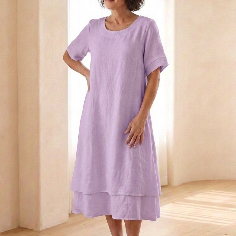 Cressida | Layered Short Sleeve Midi Dress