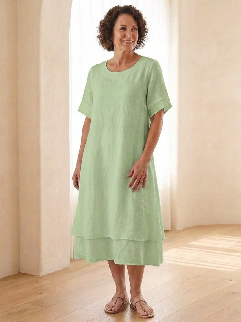 Cressida | Layered Short Sleeve Midi Dress